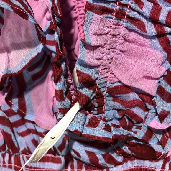 Anthropologie The Odetta Ruffled V-Neck Dress Multicolor Size L NWT - Picture 8 of 11